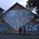 presentation of wall painting Reflections, by Mitja Ficko